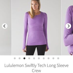 Lululemon Swiftly Tech Long Sleeve Seamless Purple Tee Top Shirt Size 10